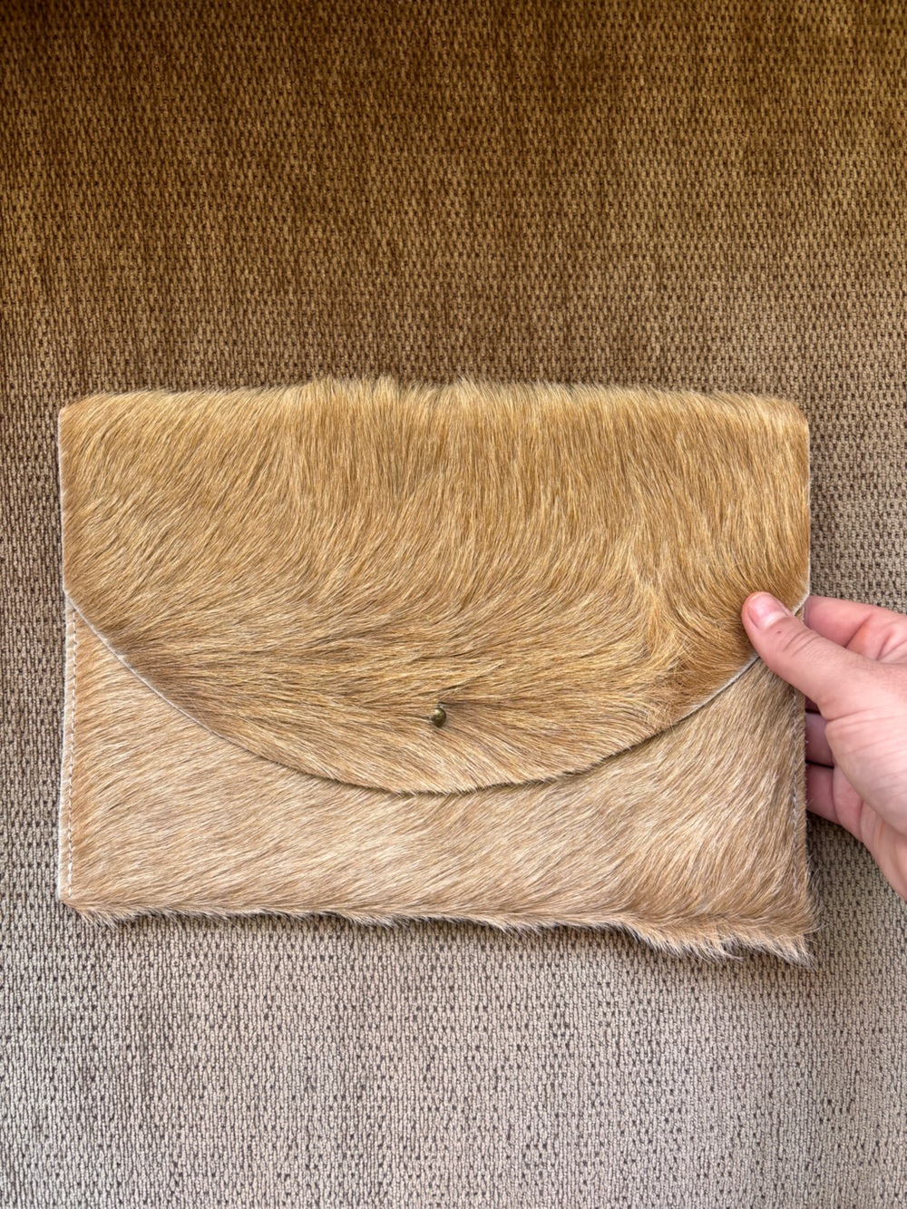 Haircalf Envelope Clutch in Light Tan